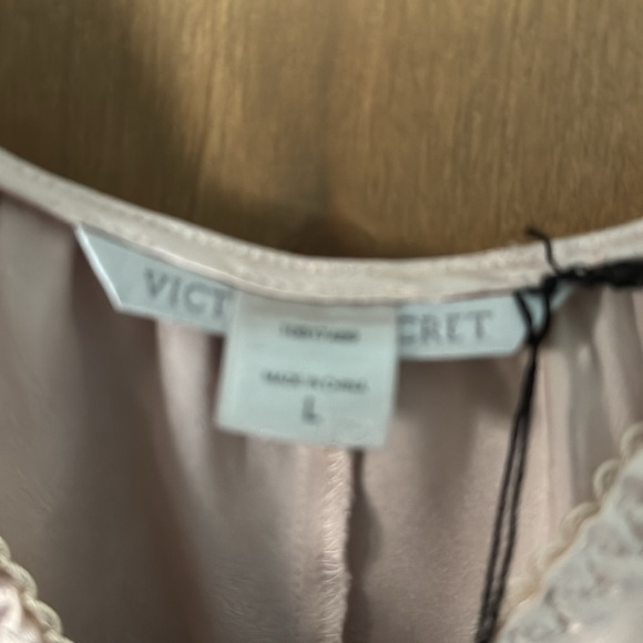 Victoria’s Secret Chemise lingerie slip dress Womens L black bow pink baby doll - Picture 7 of 7